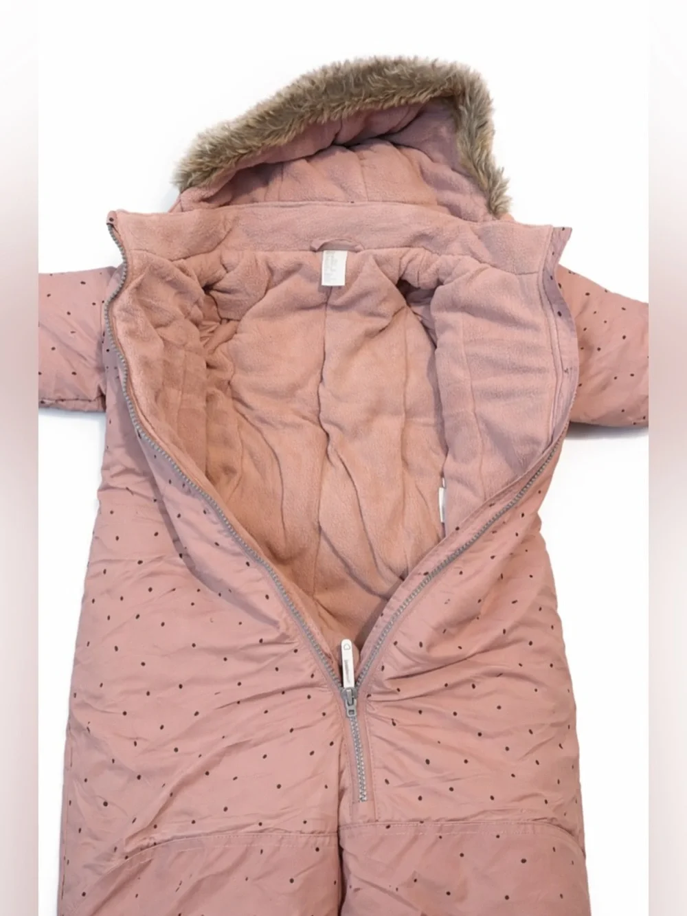 H&M Toddler Snowsuit 1.5–2 Years Pink Polka Dot - Picture 3 of 4